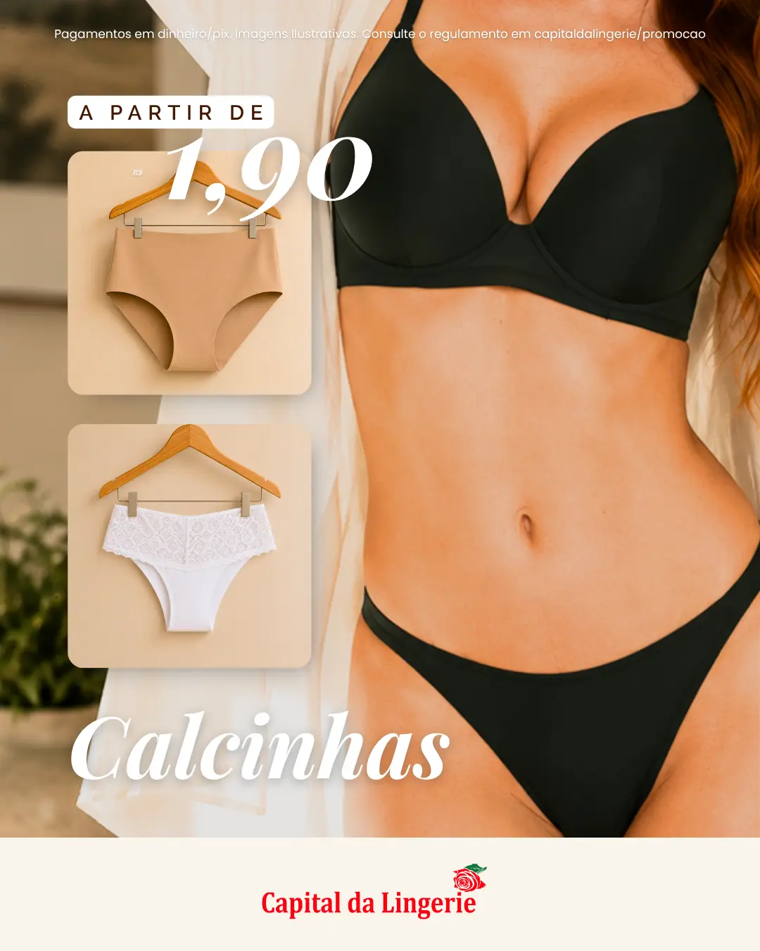 Oferta de calcinhas a partir de R$ 1,90