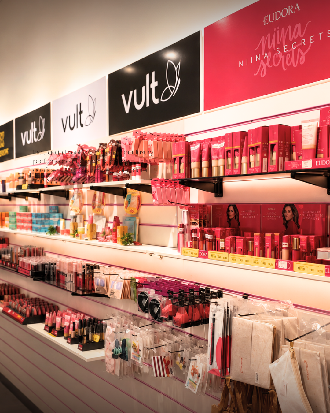 Setor de cosméticos com marcas Vult, Eudora e Niina Secrets