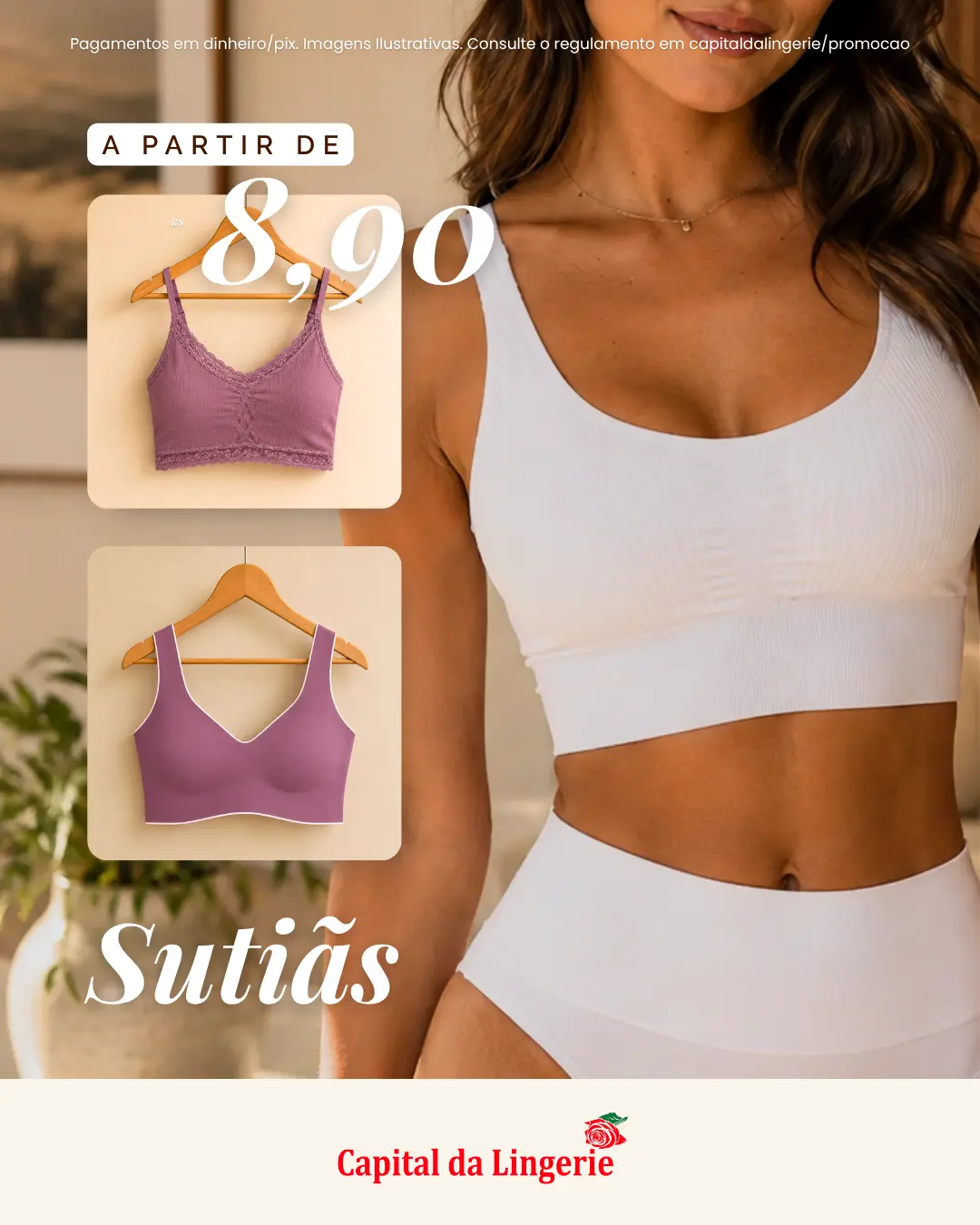 Oferta de sutiãs a partir de R$ 8,90